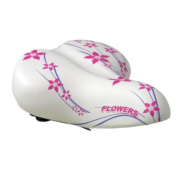 Nyereg rugós virágos fehér-pink